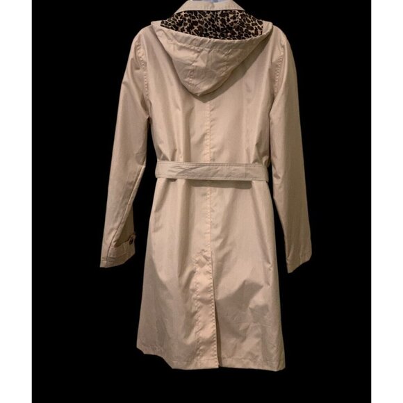 Capelli New York Womens Trench Coat Size M Leopard Print Lined Removable Hood - Picture 6 of 10